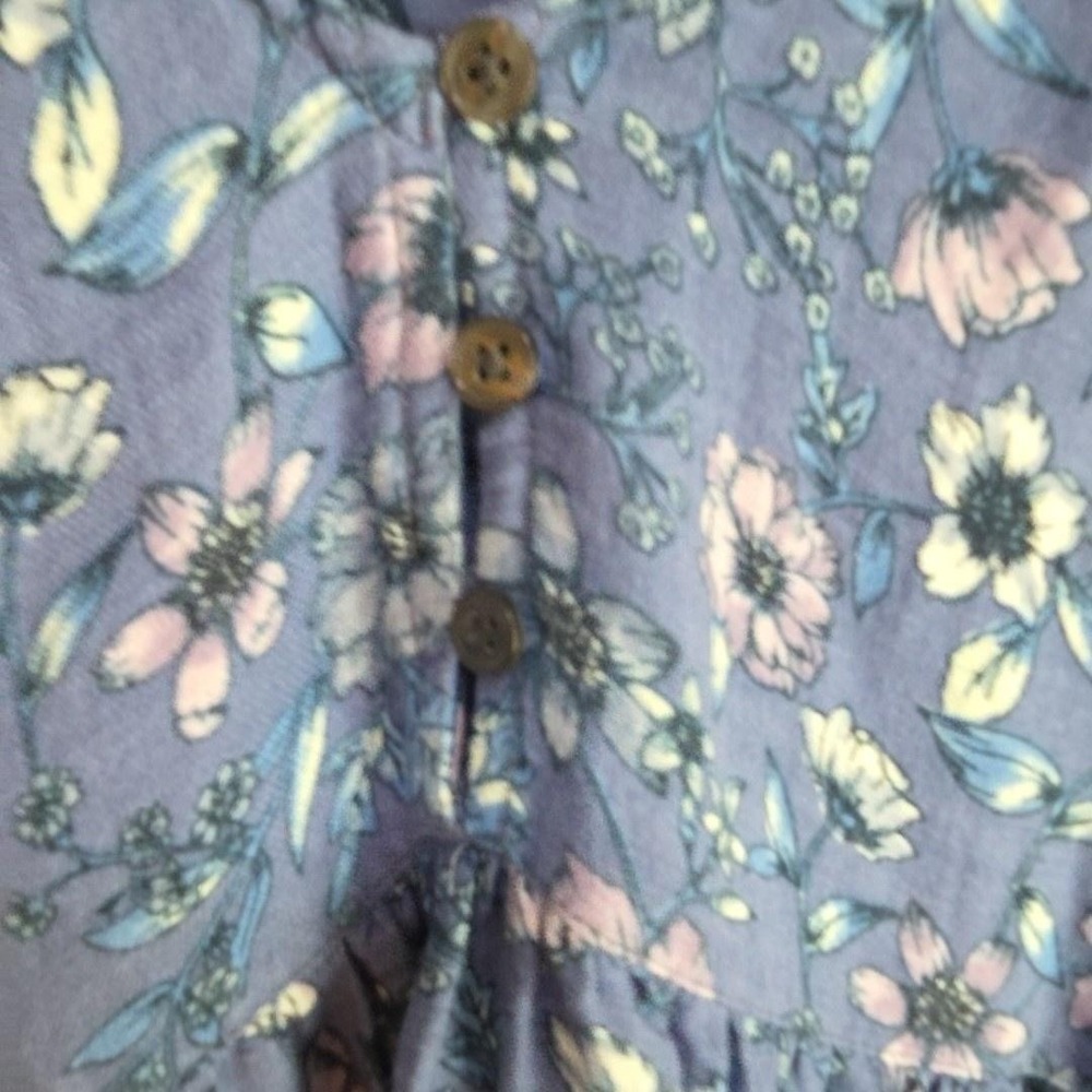 Lucky Brand Blouse Womens XL Blue Henley Sleeveless Floral Lightweight Tunic Top - Picture 4 of 7